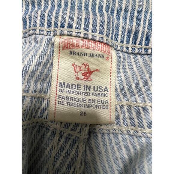 Vintage True Religion Women’s Lizzy Pinstripe Capri Jeans - Light Wash - 26 - Picture 6 of 9